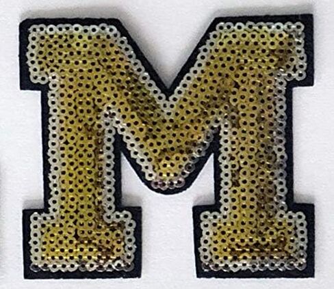 3" inch Gold and Silver Sequin Letter Iron-on Patch Appliqué Sewing Alphabet Letter (A-Z) (M) in Saudi Arabia