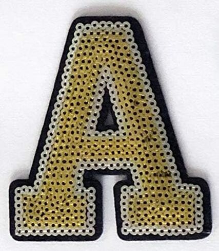 3" inch Gold and Silver Sequin Letter Iron-on Patch Appliqué Sewing Alphabet Letter (A-Z) (M) in Saudi Arabia
