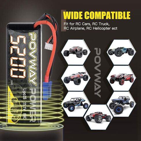 بطارية Lipo 3S 5200MAH RC بطارية 11.1V 80C مع EC5 المكونات الصلبة لسيارات RC ، شاحنة RC ، طائرة هليكوبتر ، طائرة (5200 3S 80C- PLUCTACS in Saudi Arabia