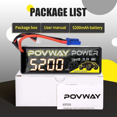 بطارية Lipo 3S 5200MAH RC بطارية 11.1V 80C مع EC5 المكونات الصلبة لسيارات RC ، شاحنة RC ، طائرة هليكوبتر ، طائرة (5200 3S 80C- PLUCTACS in Saudi Arabia