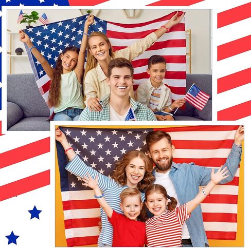 Lenwen 48 PCS Flag American Silicone Bracelets Bulk Bork Form Barty Favors USA Red White Red and Blue Ristband Party Forms Favors Favors ’Bett ledusts Homes in Kuwait
