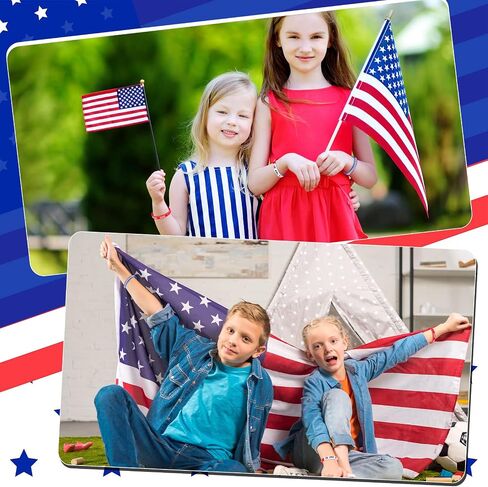 Lenwen 48 PCS Flag American Silicone Bracelets Bulk Bork Form Barty Favors USA Red White Red and Blue Ristband Party Forms Favors Favors ’Bett ledusts Homes in Kuwait
