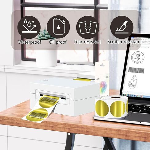 2 بوصة ملصقات حرارية ذهبية ساطعة ، 400 قطعة جولة دائرة تافهة شريط الطابعة الحرارية المباشرة لتصميم شعار DIY اسم رمز QR العلامة لمستلزمات المكاتب in Kuwait