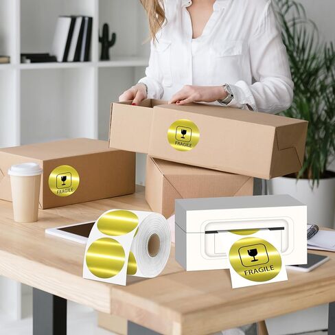 2 بوصة ملصقات حرارية ذهبية ساطعة ، 400 قطعة جولة دائرة تافهة شريط الطابعة الحرارية المباشرة لتصميم شعار DIY اسم رمز QR العلامة لمستلزمات المكاتب in Kuwait