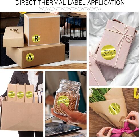 2 بوصة ملصقات حرارية ذهبية ساطعة ، 400 قطعة جولة دائرة تافهة شريط الطابعة الحرارية المباشرة لتصميم شعار DIY اسم رمز QR العلامة لمستلزمات المكاتب in Kuwait