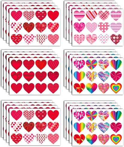 32 Sheets Heart Stickers, 384 Pcs Valentines Day Stickers for Kids, Holiday Sticker for Envelopes, Cards or Gifts Bags Decor (48 Designs 8 Each) in Saudi Arabia