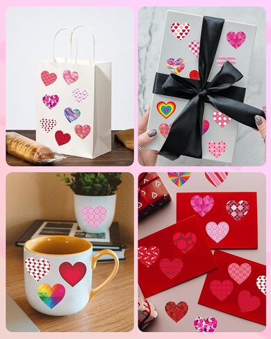 32 Sheets Heart Stickers, 384 Pcs Valentines Day Stickers for Kids, Holiday Sticker for Envelopes, Cards or Gifts Bags Decor (48 Designs 8 Each) in Saudi Arabia