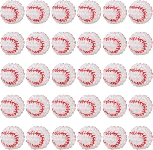 Fashewelry 30pcs Rhinestone Bubblegum Beads 20mm Baseball Disco Sport Theme Resin Round Gumball Beads for Beadable Pen Lanyards Keychain Bag Chain Jewelry Making in Saudi Arabia