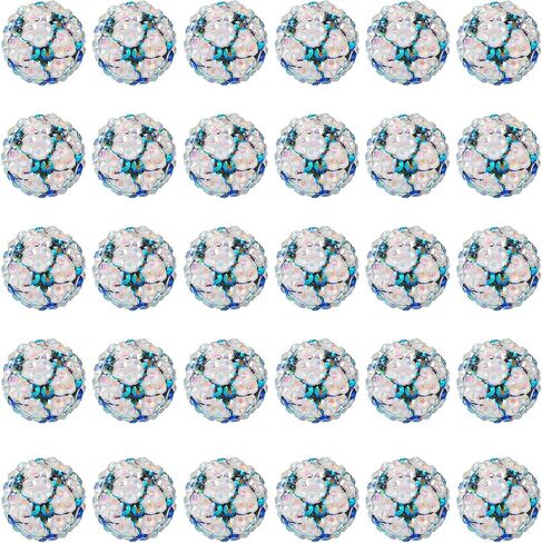 Fashewelry 30pcs Rhinestone Bubblegum Beads 20mm Baseball Disco Sport Theme Resin Round Gumball Beads for Beadable Pen Lanyards Keychain Bag Chain Jewelry Making in Saudi Arabia