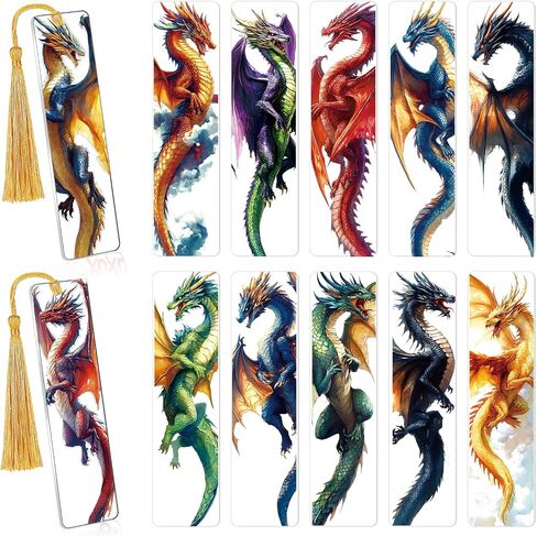 UV DTF Bookmark Wraps - 24 Sheets Dragon UVDTF Decals for Acrylic Bookmark Blanks, Double-Sided Printing Rub on Transfer Stickers, UV DTF Stickers for Dragon Lovers Adults DIY Crafts in Saudi Arabia