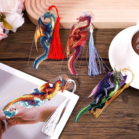 UV DTF Bookmark Wraps - 24 Sheets Dragon UVDTF Decals for Acrylic Bookmark Blanks, Double-Sided Printing Rub on Transfer Stickers, UV DTF Stickers for Dragon Lovers Adults DIY Crafts in Saudi Arabia