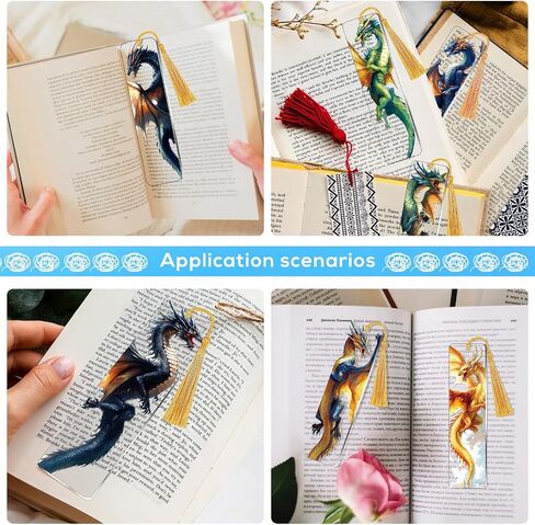 UV DTF Bookmark Wraps - 24 Sheets Dragon UVDTF Decals for Acrylic Bookmark Blanks, Double-Sided Printing Rub on Transfer Stickers, UV DTF Stickers for Dragon Lovers Adults DIY Crafts in Saudi Arabia