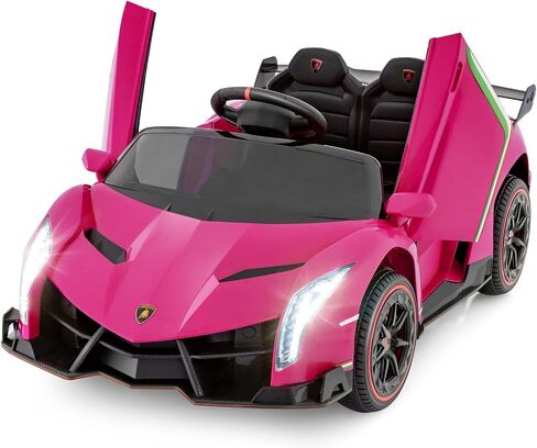 olakids 2 مقعدين أطفال ركوب على السيارة ، 12V 4WD مرخصة من سيارة Lamborghini Veneno الكهربائية مع التحكم عن بعد ، هدية ألعاب بطارية صغار مع سرعتين ، وضع هزاز ، الموسيقى ، USB ، mp3 (الوردي) in Kuwait