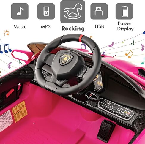 olakids 2 مقعدين أطفال ركوب على السيارة ، 12V 4WD مرخصة من سيارة Lamborghini Veneno الكهربائية مع التحكم عن بعد ، هدية ألعاب بطارية صغار مع سرعتين ، وضع هزاز ، الموسيقى ، USB ، mp3 (الوردي) in Kuwait