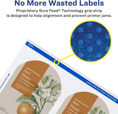 Avery Durable Waterproof Arched Labels, Sure Feed Technology, 4.75" x 3.5", 40 Total, Oil and Tear-Resistant Waterproof Labels, Print-to-The-Edge, Laser/Pigment-Based Inkjet Printable in Kuwait