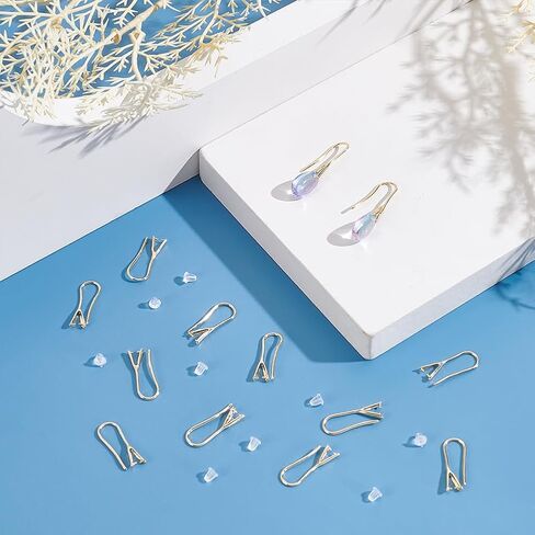 UNICRAFTALE About 32Pcs Real 24K Gold Plated Earring Hooks with Pinch Bails French Ear Wires with Pendant Clasp Drop Earring Hooks Finding for Jewelry Making DIY Findings in Saudi Arabia