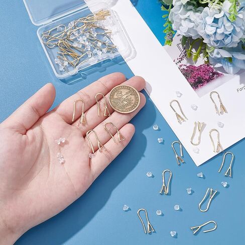 UNICRAFTALE About 32Pcs Real 24K Gold Plated Earring Hooks with Pinch Bails French Ear Wires with Pendant Clasp Drop Earring Hooks Finding for Jewelry Making DIY Findings in Saudi Arabia