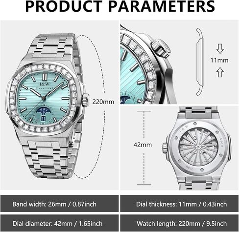 CARNIVAL Men's Automatic Watch,43mm Luxury Mechanical Wristwatch Waterproof Sapphire Luminous Steel Strap Multiple dials in Saudi Arabia