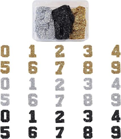 Craftdady 30pcs Glitter Rhinestone Number 0-9 Patches Hotfix Iron on Stickers ملحقات الملابس 3 ألوان ل Diy Crafts Hats Hats Decoration in Saudi Arabia