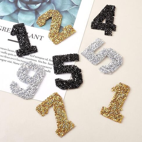 Craftdady 30pcs Glitter Rhinestone Number 0-9 Patches Hotfix Iron on Stickers ملحقات الملابس 3 ألوان ل Diy Crafts Hats Hats Decoration in Saudi Arabia