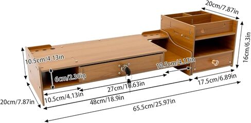 Desktop Monitor Stand with Storage Drawer, Adjustable Monitor Riser for Desk, Multifunctional Desk Organizer Computer Monitor Booster Stand for Laptop, PC, Computer, Printer (Cherry Wood) in Kuwait