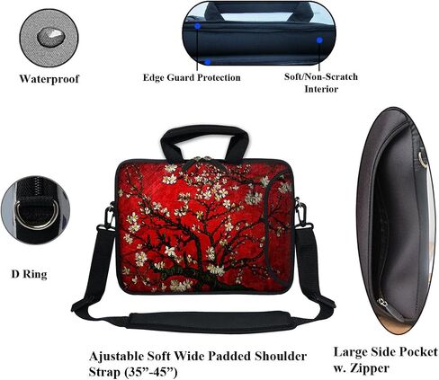 12 Inch Water Resistant Neoprene Laptop Bag with Reinforced Zipper, Strap, Pockets, Fits 11.6" to 12.3" Laptops in Saudi Arabia