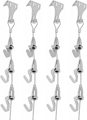 Picture Rail Hooks and Wire, 4.9 Feet Adjustable Picture Hanging Hardware for Exhibition Gallery Art Display Silver in Saudi Arabia