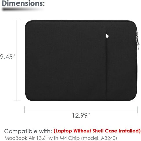 13-inch Laptop Sleeve Case with Handle for MacBook Air 13.6 inch (A3240, M4 Chip) Accessories Water-Resistant Canvas Protective Cover Carrying Laptop Bag for MacBook Air 13.6" 2025 (Black) in Saudi Arabia
