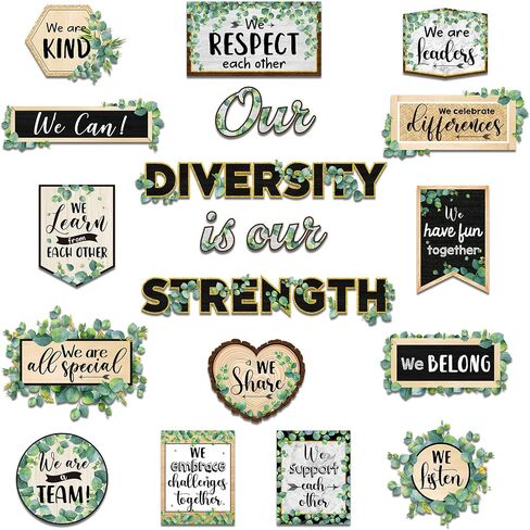 21 Pieces Inspirational Bulletin Board Set Eucalyptus Motivational Cutouts Positive Affirmations Sayings Growth Mindset Classroom Decor for Kids Back to School Classroom Home Wall Decoration in Saudi Arabia