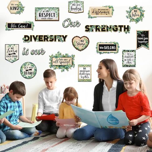 21 Pieces Inspirational Bulletin Board Set Eucalyptus Motivational Cutouts Positive Affirmations Sayings Growth Mindset Classroom Decor for Kids Back to School Classroom Home Wall Decoration in Saudi Arabia