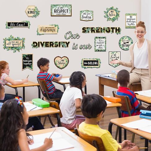 21 Pieces Inspirational Bulletin Board Set Eucalyptus Motivational Cutouts Positive Affirmations Sayings Growth Mindset Classroom Decor for Kids Back to School Classroom Home Wall Decoration in Saudi Arabia