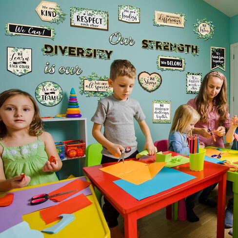 21 Pieces Inspirational Bulletin Board Set Eucalyptus Motivational Cutouts Positive Affirmations Sayings Growth Mindset Classroom Decor for Kids Back to School Classroom Home Wall Decoration in Saudi Arabia