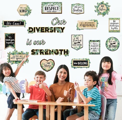 21 Pieces Inspirational Bulletin Board Set Eucalyptus Motivational Cutouts Positive Affirmations Sayings Growth Mindset Classroom Decor for Kids Back to School Classroom Home Wall Decoration in Saudi Arabia
