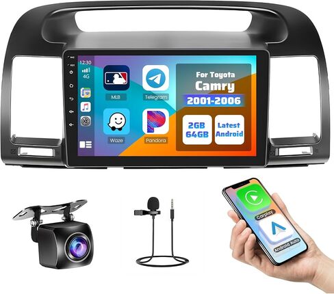 [2G+64G] Hikity Stereo for Toyota Camry 2000-2006, 9 Inch Android 13 Stereo Touch Screen Wireless Apple Carplay Android Auto Radio with GPS Navigation WiFi Bluetooth Backup Camera in Saudi Arabia