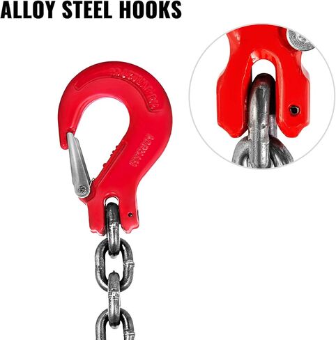 سلاسل رفع VEVOR 5/16 بوصة × 5 قدم سلسلة حبال لرافعة المحرك G80 سبائك الصلب رفع سلاسل حبال 3 طن مع 4 خطافات للإمساك بالساق in Kuwait