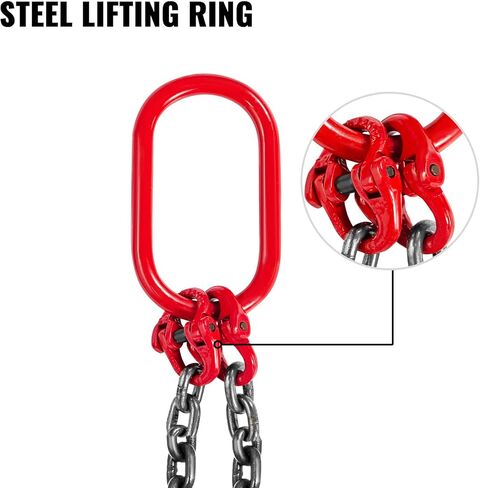 سلاسل رفع VEVOR 5/16 بوصة × 5 قدم سلسلة حبال لرافعة المحرك G80 سبائك الصلب رفع سلاسل حبال 3 طن مع 4 خطافات للإمساك بالساق in Kuwait