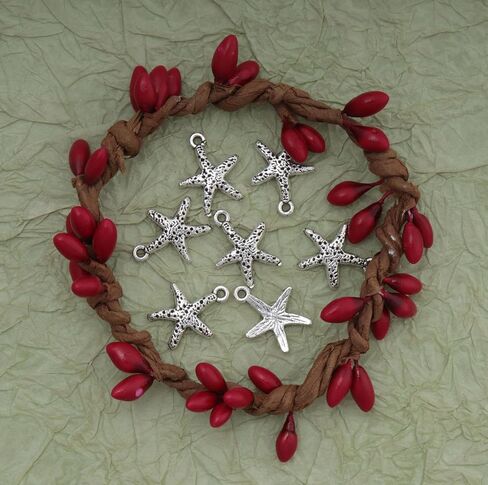 50 Pcs Starfish for Jewelry Making Small 1.6 x 1.4 cm Metal Cute Tibetan Pendants for DIY Necklace Bracelets Earing Making Keychain Supplies in Saudi Arabia