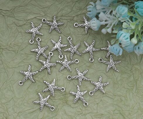 50 Pcs Starfish for Jewelry Making Small 1.6 x 1.4 cm Metal Cute Tibetan Pendants for DIY Necklace Bracelets Earing Making Keychain Supplies in Saudi Arabia