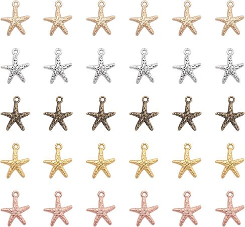 50 Pcs Starfish for Jewelry Making Small 1.6 x 1.4 cm Metal Cute Tibetan Pendants for DIY Necklace Bracelets Earing Making Keychain Supplies in Saudi Arabia