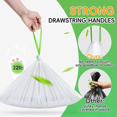 60 Pack Cat Litter Box Liners for Meo Want SC01, MW-SC02, MW-LR01,1.5 Mil Thick Drawstring Heavy Duty Leak-proof Disposable Smart Self-Cleaning Litter Box Robot Waste Drawer Trash Bags 18" x 12.6" in Saudi Arabia