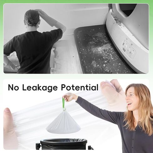 60 Pack Cat Litter Box Liners for Meo Want SC01, MW-SC02, MW-LR01,1.5 Mil Thick Drawstring Heavy Duty Leak-proof Disposable Smart Self-Cleaning Litter Box Robot Waste Drawer Trash Bags 18" x 12.6" in Saudi Arabia