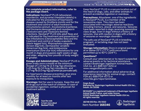 NexGard Plus (afoxolaner, moxidectin, and pyrantel) Flea and Tick Protection & Heartworm Preventive for Dogs Soft Beef Flavored Chewables, 33.1-66 lbs. (Purple) 6 Chews (6 Month Supply) in Saudi Arabia