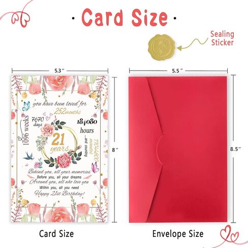 Funny 21st Birthday Card Gift for Women, Sweet 21 Year Old Birthday Gifts for Daughter, Funny 21st Birthday Party Decorations for Girls in Kuwait