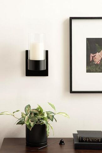 Kate and Laurel Zabler Modern Metal Wall Sconce, 5 x 6 x 10, Gold, Round Candle Holder with Removable Glass Cylinder for Flameless Candle Display in Bedroom or Bathroom in Saudi Arabia
