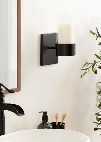 Kate and Laurel Zabler Modern Metal Wall Sconce, 5 x 6 x 10, Gold, Round Candle Holder with Removable Glass Cylinder for Flameless Candle Display in Bedroom or Bathroom in Saudi Arabia