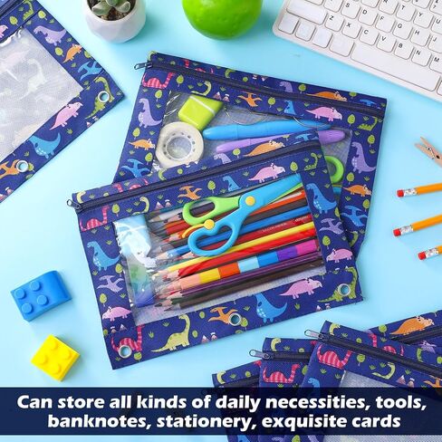 6 Pack Pency Pouch for 3 Ring Binder Smooth Swysles Back to School 3 Binder Pender Pances معززة الحلقات القلم أكياس القلم مع هدية تقدير معلم النافذة الواضحة (الرخام) in Saudi Arabia