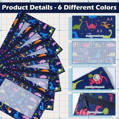 6 Pack Pency Pouch for 3 Ring Binder Smooth Swysles Back to School 3 Binder Pender Pances معززة الحلقات القلم أكياس القلم مع هدية تقدير معلم النافذة الواضحة (الرخام) in Saudi Arabia