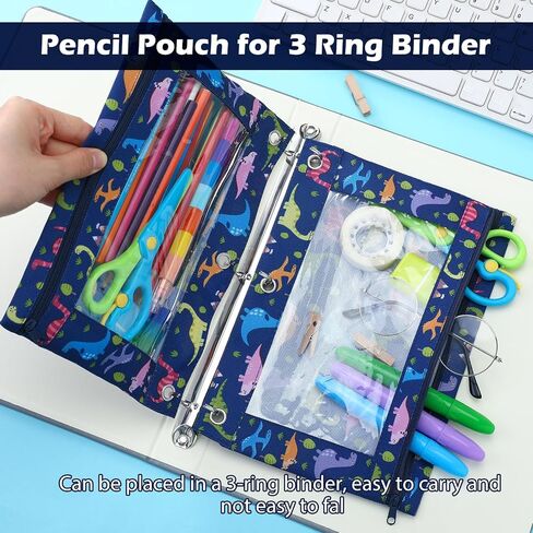 6 Pack Pency Pouch for 3 Ring Binder Smooth Swysles Back to School 3 Binder Pender Pances معززة الحلقات القلم أكياس القلم مع هدية تقدير معلم النافذة الواضحة (الرخام) in Saudi Arabia