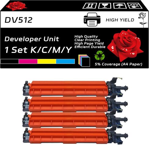 DV512 Developer Unit Compatible for Konica Minolta bizhub 224e 284e 364e 454e 554e C224 C224e C284 Printers, with Chip, High Yield 300000 Pages, Clear Printing (4-Pack BK/C/M/Y) in Saudi Arabia