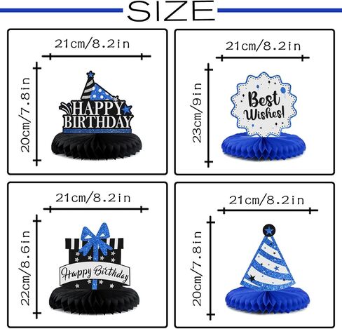 Happy 65th Birthday Party Decorations, Glitter Shiny Honeycomb Table Centerpieces 65 Years Old Birthday Party Photoprop Sign. - Blue Glitter in Saudi Arabia